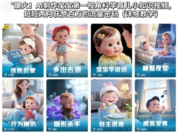 爆火！AI制作宝宝第一视角科学育儿小知识视频，短短两月获赞百万的流量密码（详细教学）|无忧资源社