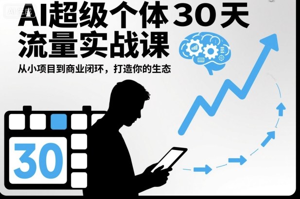 AI超级个体30天流量实战课，从小项目到商业闭环，打造你的生态|无忧资源社