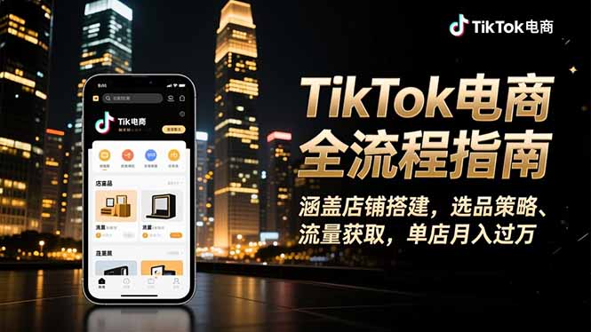 （16524期）TikTok电商全流程指南，涵盖店铺搭建、选品策略、流量获取，单店月入过万|无忧资源社