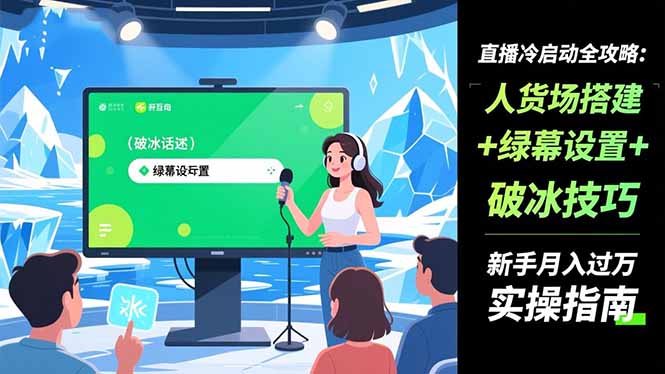 （16605期）直播冷启动全攻略:人货场搭建+绿幕设置+破冰技巧，新手月入过万实操指南|无忧资源社