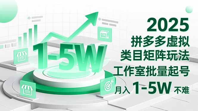 （16548期）2025 拼多多虚拟类目矩阵玩法，工作室批量起号，月入 1-5W 不难|无忧资源社