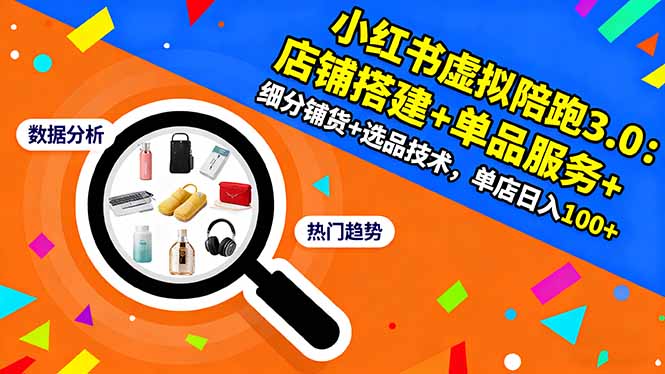 （16451期）小红书虚拟陪跑3.0：店铺搭建+单品服务+细分铺货+选品技术，单店日入100+|无忧资源社