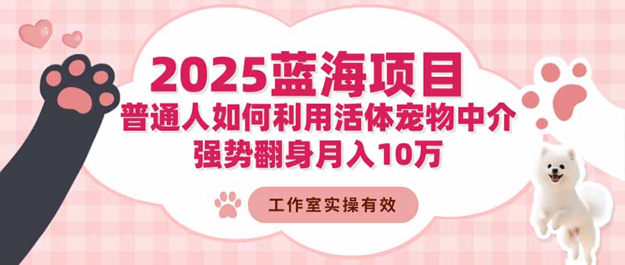 （16489期）2025蓝海项目：普通人如何利用活体宠物中介，强势翻身月入10万|无忧资源社
