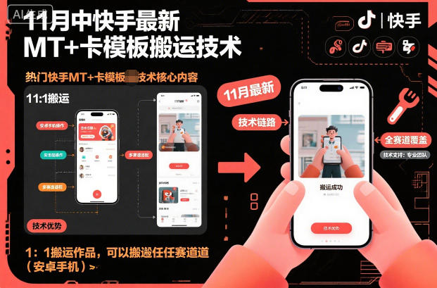 11月中快手最新MT+卡模板搬运技术,1:1搬运作品,可以搬运任何赛道(安卓手机)|无忧资源社