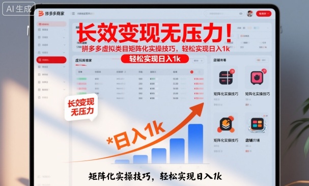 长效变现无压力！拼多多虚拟类目矩阵化实操技巧，轻松实现日入1k【揭秘】|无忧资源社