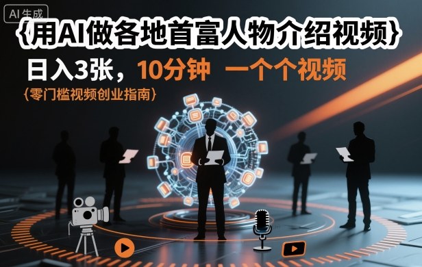 用AI做各地首富人物介绍视频，日入3张，10分钟一个视频|无忧资源社