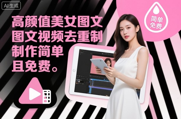 高颜值美女图文视频去重制作教学，制作简单且免费|无忧资源社