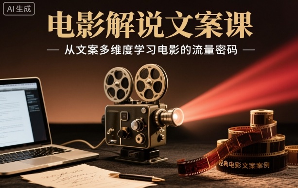 电影解说文案课，从文案多维度学习电影的流量密码|无忧资源社