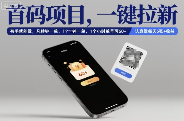 首码项目,一键拉新,有手就能做,几秒钟一单,1个小时单号可60+,认真做每天5张+收益【揭秘】|无忧资源社
