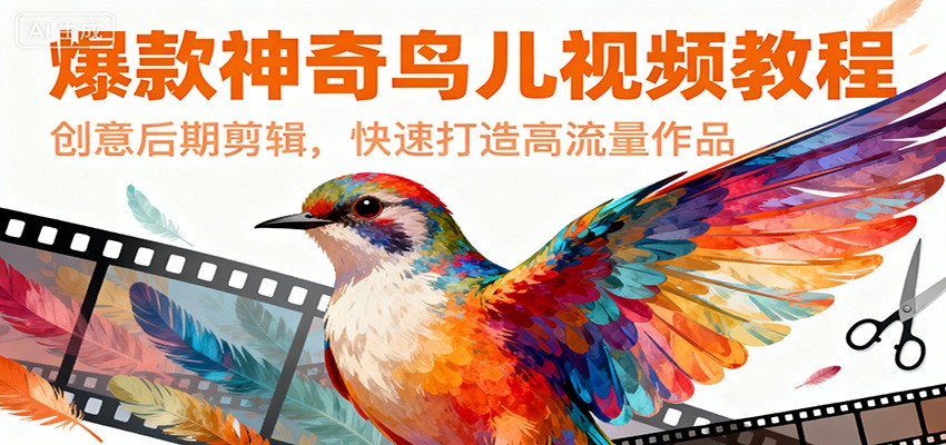 爆款神奇鸟儿视频教程，创意后期剪辑，快速打造高流量作品|无忧资源社