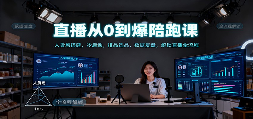 直播从0到爆陪跑课：人货场搭建，冷启动，排品选品，数据复盘，解锁直播全流程|无忧资源社