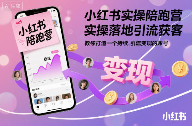 小红书实操陪跑营，实操落地引流获客，教你打造一个持续引流变现的账号|无忧资源社