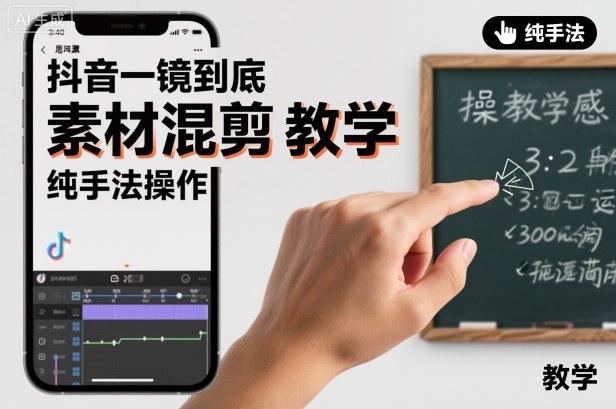 抖音一镜到底素材混剪教学，纯手法操作|无忧资源社