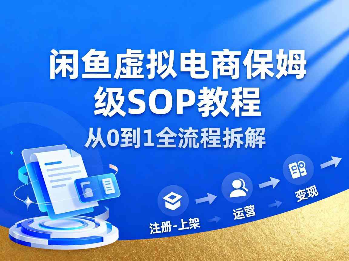 闲鱼虚拟电商，月入轻松过1W，保姆级SOP教程|无忧资源社