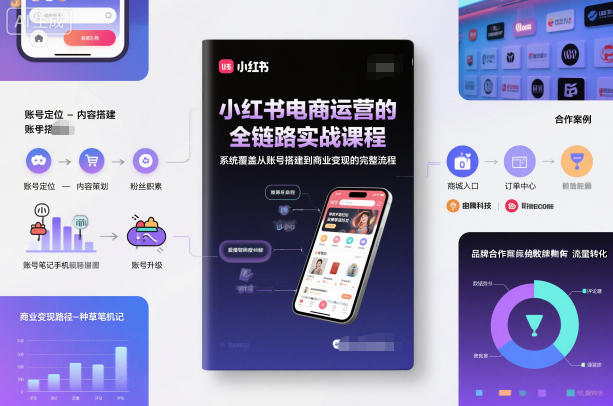 小红书电商运营的全链路实战课程，系统覆盖从账号搭建到商业变现的完整流程|无忧资源社
