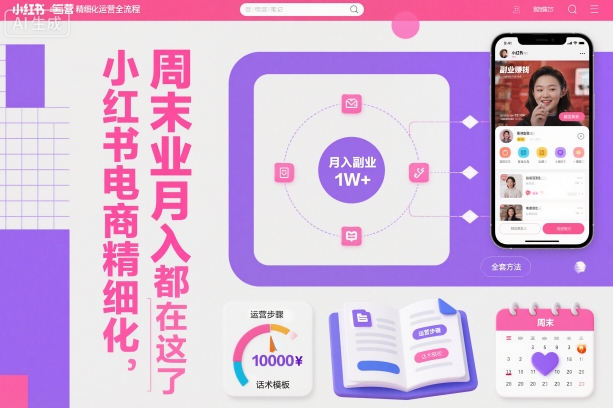 小红书电商精细化运营全流程，周末副业月入1W+，全套方法都在这了|无忧资源社