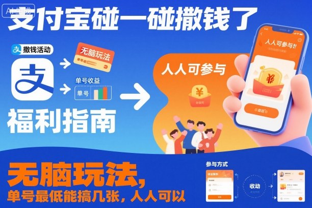支付宝碰一碰撒钱了,无脑玩法,单号最低能搞几张,人人可以撸【揭秘】|无忧资源社