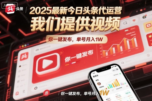 2025最新今日头条代运营，我们提供视频，你一键发布，单号月入1W【揭秘】|无忧资源社
