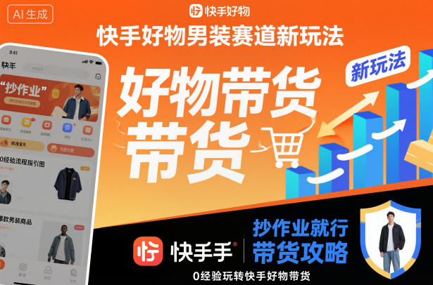 快手好物男装赛道新玩法，抄作业就行，0经验玩转快手好物带货|无忧资源社