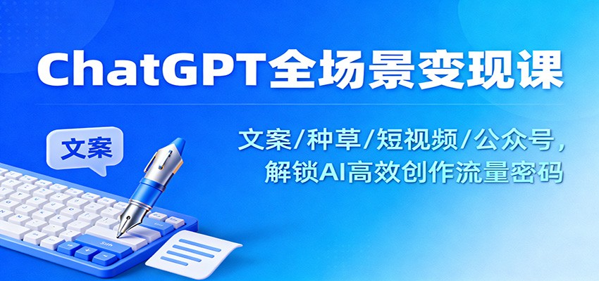 ChatGPT全场景变现课：文案/种草/短视频/公众号，解锁AI高效创作流量密码|无忧资源社