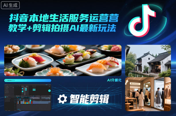 抖音本地生活服务运营教学+剪辑拍摄AI最新玩法|无忧资源社