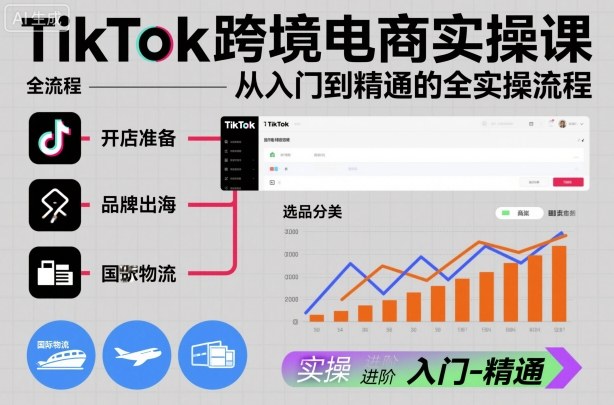 TikTok跨境电商实操课，从入门到精通的全实操流程|无忧资源社