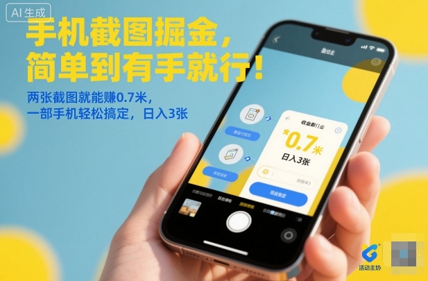 手机截图掘金，简单到有手就行！两张截图就能賺0.7米，一部手机轻松搞定，日入3张【揭秘】|无忧资源社