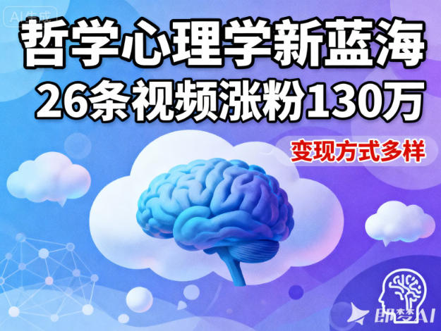 短视频新蓝海,哲学心理学赛道,26条视频涨粉130W,变现方式多样|无忧资源社