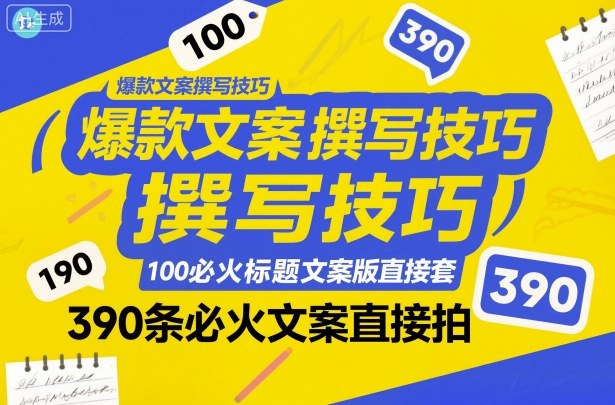爆款文案撰写技巧，100个必火标题文案模版直接套，390条必火文案直接拍|无忧资源社