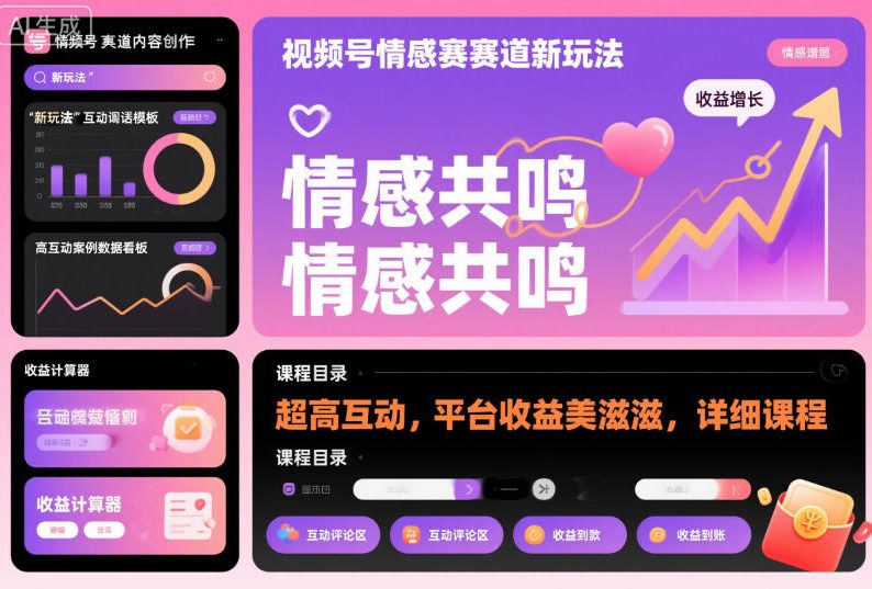 视频号情感赛道新玩法,超高互动,平台收益美滋滋,详细课程|无忧资源社