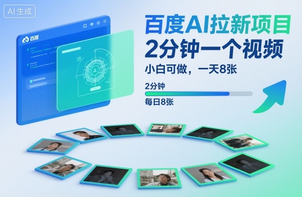 百度AI拉新项目，2分钟一个视频，小白可做，一天8张【附案例+保姆级教程】|无忧资源社