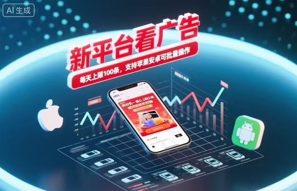 新台看广告，养好机一条5毛到5块，单机日入30到100，支持苹果安卓，可批量操作。|无忧资源社