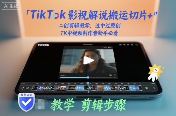 TikTok影视解说搬运切片+二创剪辑教学，过中过原创，TK中视频创作者新手必看|无忧资源社