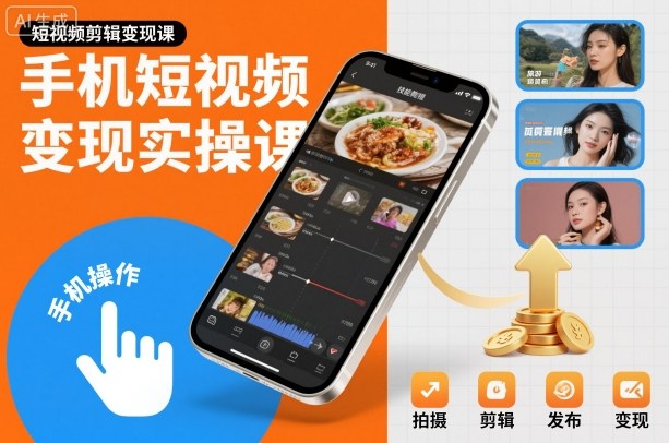 手机短视频变现实操课，短视频剪辑变现课|无忧资源社