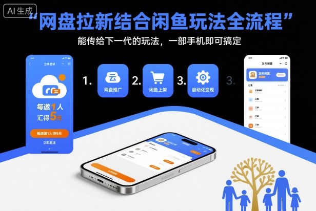 网盘拉新结合闲鱼玩法全流程,能传给下一代的玩法,一部手机即可搞定(附入口渠道以及实操教程)|无忧资源社