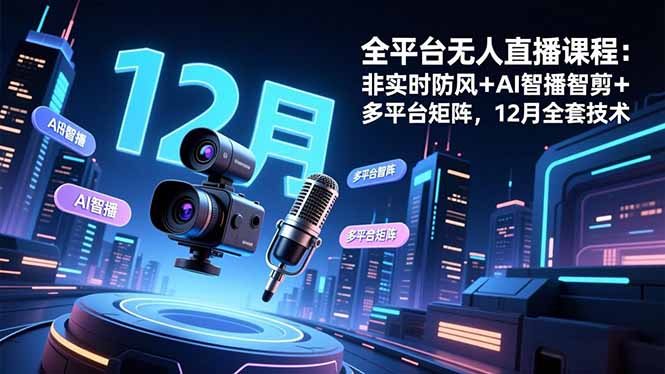 （16754期）全平台无人直播课程：非实时防风＋AI智播智剪＋多平台矩阵，12月全套技术|无忧资源社