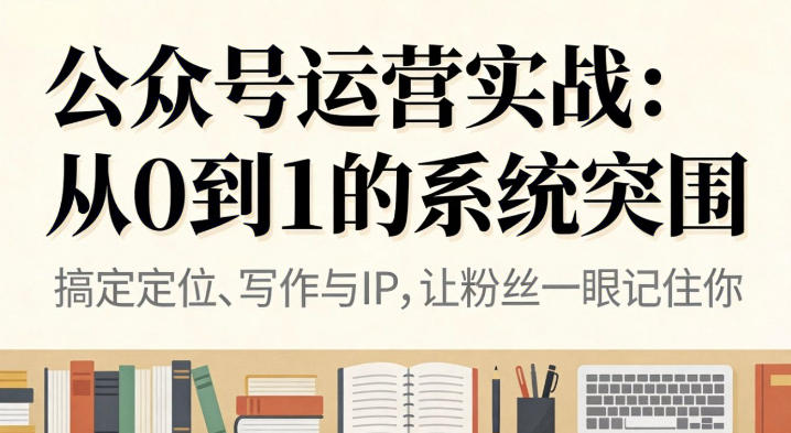 公众号运营实战，从定位到变现的全流程，从0到1的系统突围|无忧资源社