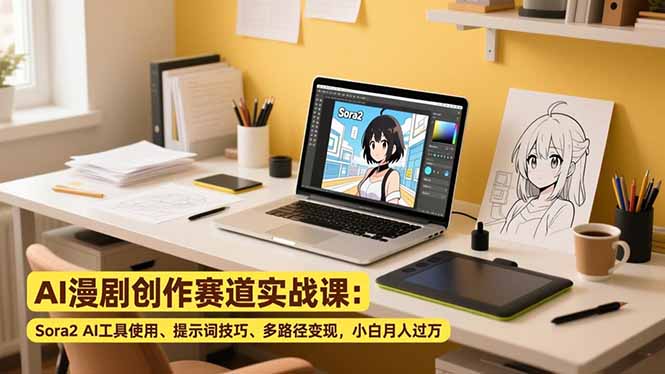 （16936期）AI漫剧创作赛道实战课：Sora2 AI工具使用、提示词技巧、多路径变现，小白月入过万|无忧资源社
