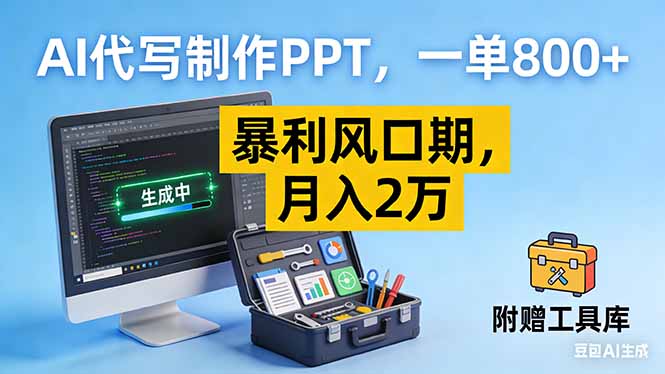 （16967期）AI代写制作PPT，一单800+， 暴利风口期，月入2万【附工具】|无忧资源社