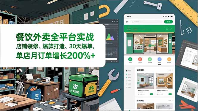 （16978期）餐饮外卖全平台实战，店铺装修、爆款打造、30天爆单，手把手教学，单店月订单增长200%+|无忧资源社