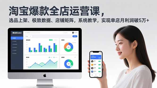 （16928期）淘宝爆款全店运营课2.0，选品上架、极致数据、店铺矩阵，系统教学，实现单店月利润破5万+|无忧资源社