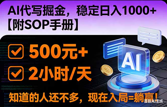 (16841期)2026风口项目,AI代写掘金,稳定日入1000+,掌握核心技能【附SOP手册】|无忧资源社