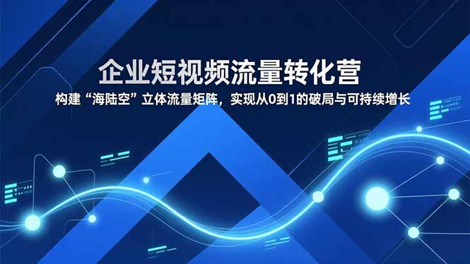 （16959期）企业短视频流量转化营，构建“海陆空”立体流量矩阵，实现从0到1的破局与可持续增长|无忧资源社