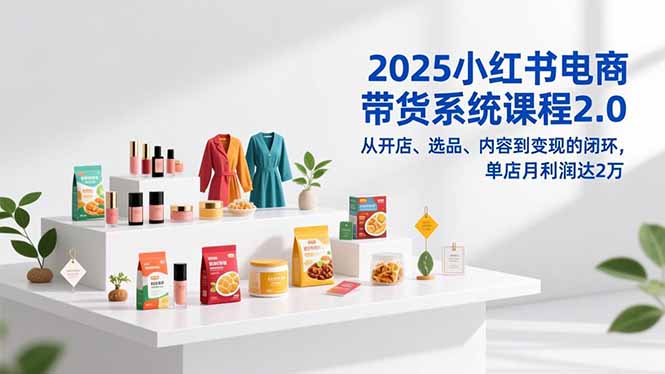 （16880期）2025小红书电商带货系统课程2.0，从开店、选品、内容到变现的闭环，单店月利润达2万|无忧资源社