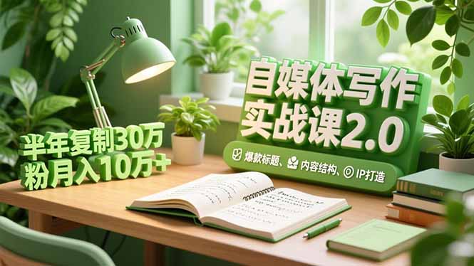 （16734期）自媒体写作实战课2.0，爆款标题、内容结构、IP打造，半年复制30万粉月入10万+|无忧资源社