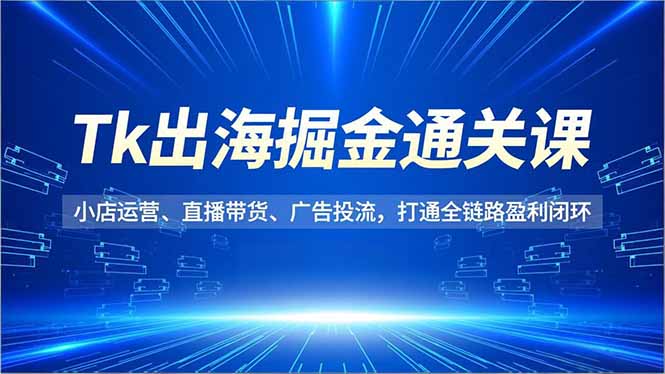 （16820期）Tk出海掘金通关课，小店运营、直播带货、广告投流，打通全链路盈利闭环|无忧资源社