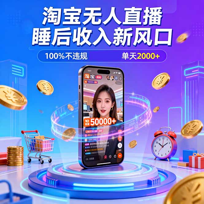 （16822期）淘宝无人直播，不违规不封号，直播100小时卖了5万，年底旺季！|无忧资源社