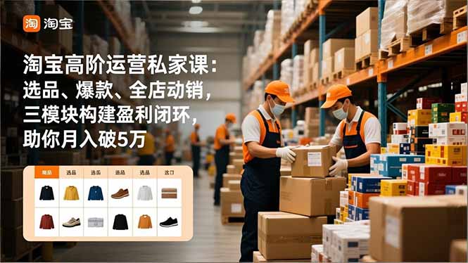 (16865期)淘宝高阶运营私家课:选品、爆款、全店动销,三模块构建盈利闭环,助你月入破5万|无忧资源社