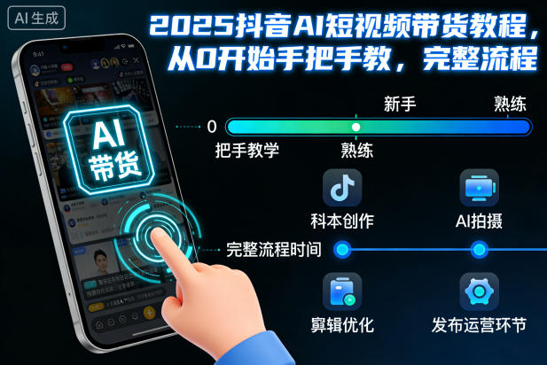 2025抖音AI短视频带货教程,从0开始手把手教,完整流程|无忧资源社