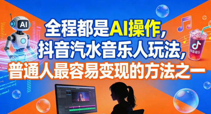 全程都是AI操作,抖音汽水音乐人玩法,普通人最容易变现的方法之一|无忧资源社